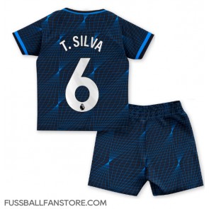 Chelsea Thiago Silva #6 Replik Auswärtstrikot Kinder 2023-24 Kurzarm (+ Kurze Hosen)